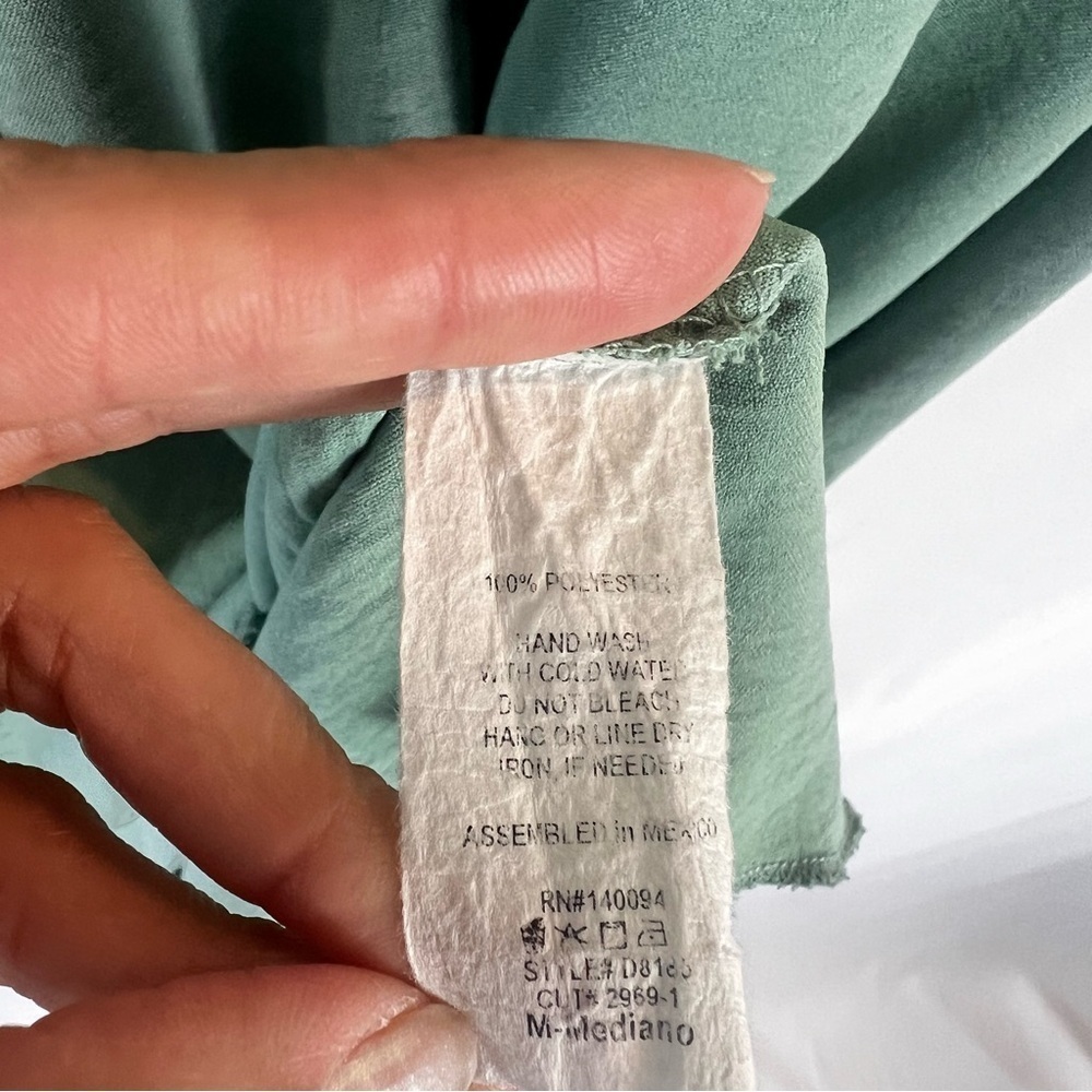 See You Monday Midi Dress  mint green, V-neck A-Line Stretchy Flared Sleeve Sz:M - Picture 10 of 15